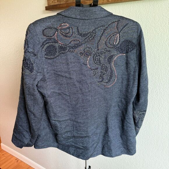 Coldwater Creek Rayon Wool Embroidered Sequin Blazer Jacket Women's Sz W18 - Picture 3 of 5